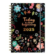 WMGHA Planner 2025-2026, Academic Year Monthly and Weekly Calendar Planner,Flexible Cover,Wirebound,Laminated Tabs, Storage Pocket,Twin-Wire Binding,Calendar Book for School,Office(Floral)